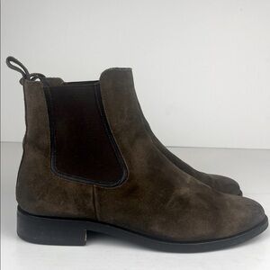 Thursday Duchess Chelsea Ankle Boots Dark Olive/Brown Suede SZ 10